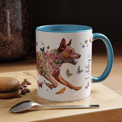 Red Heeler (Cattle dog) Personalized Accent Mugs, 11oz