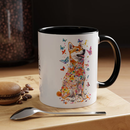 Shiba Inu Personalized Colorful Accent Mugs, 11oz