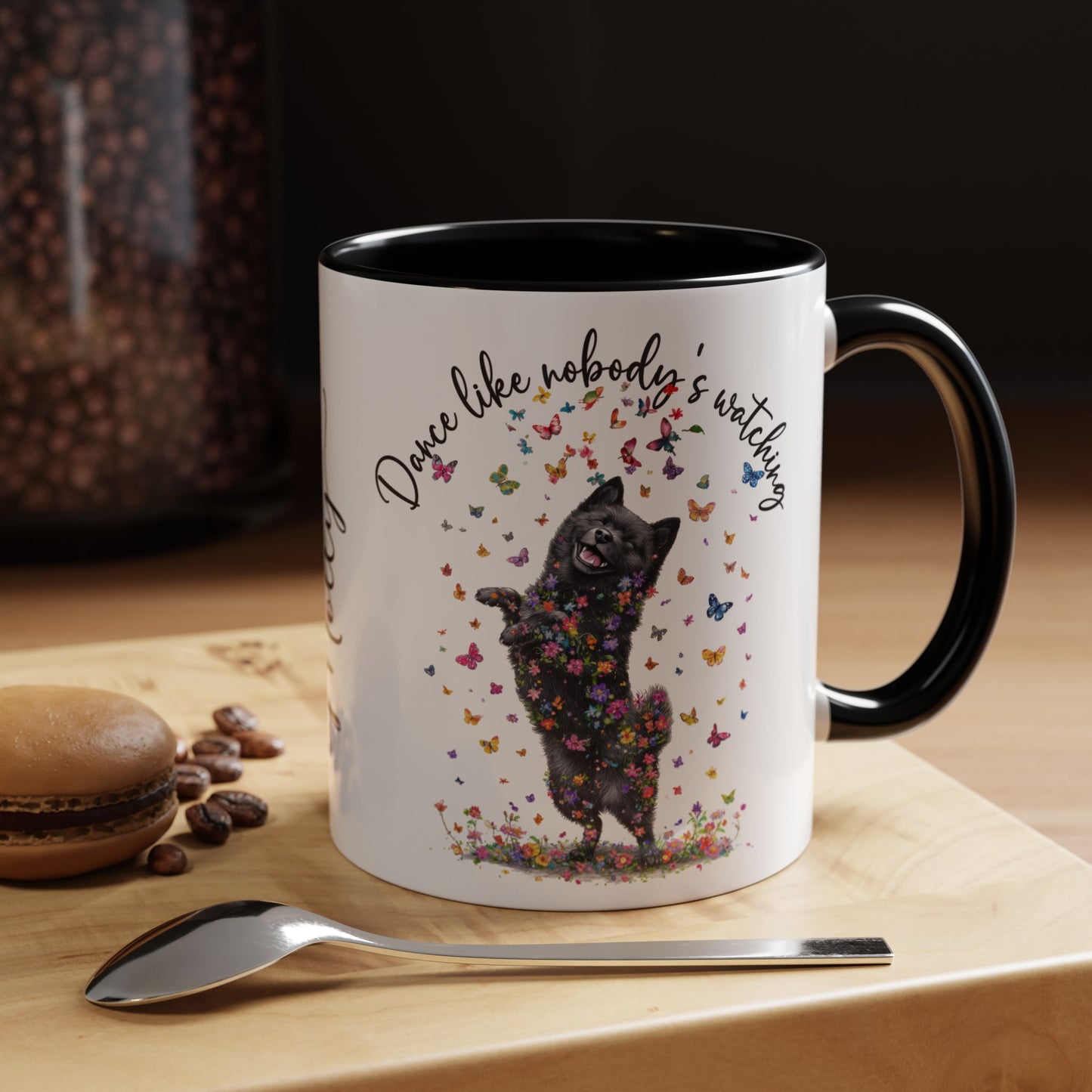 Schipperke "Dance like nobody's watching" personalized colourful Mugs, 11oz