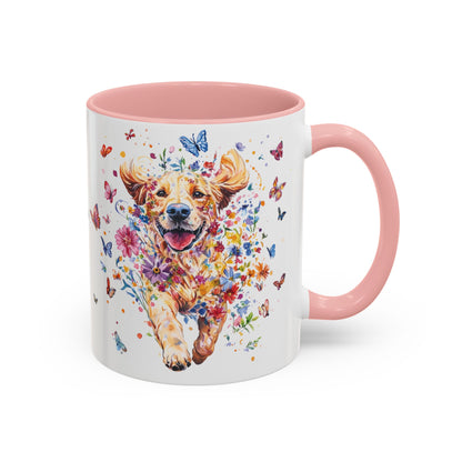 Golden Retriever #3 Personalized Accent Mugs, 11oz