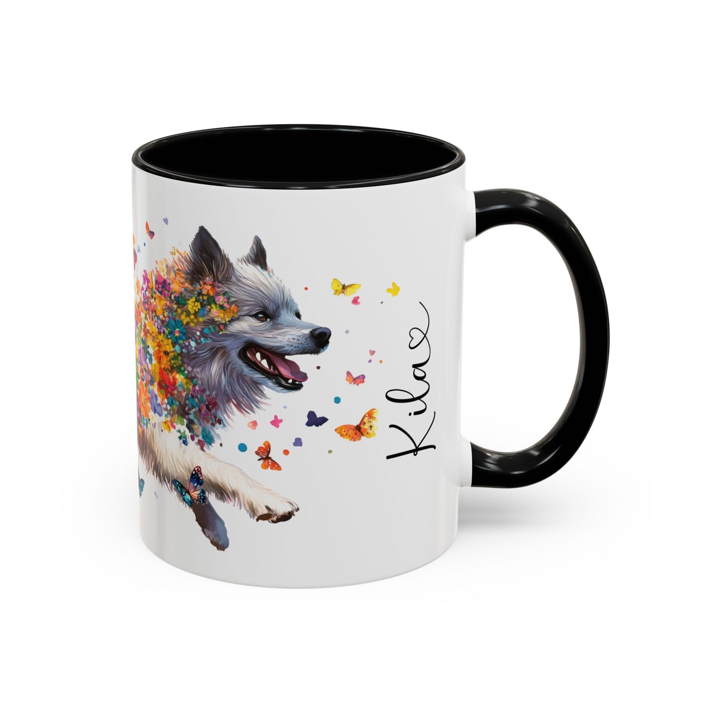 Keeshond #2 Personalized Accent Mugs, 11oz