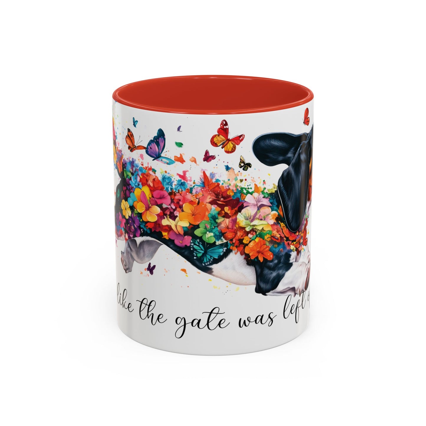 Basset Hound “Live like the gate was left open" Accent Mugs, 11oz