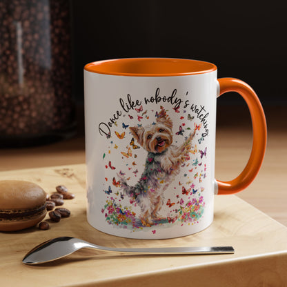 Yorkshire Terrier, Dance like nobody's watching 11oz  Accent Mugs