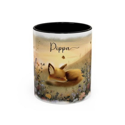 Fox sleeping #1 Personalized Accent Mugs, 11oz