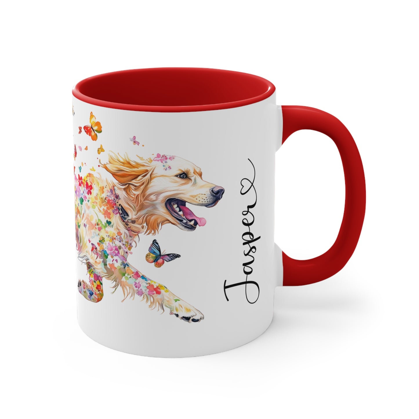 Golden Retriever running personalized colourful Mugs, 11oz