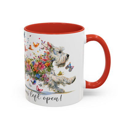 Schnauzer #2,  Live like the gate was left open, Colorful Accent Mugs, 11oz