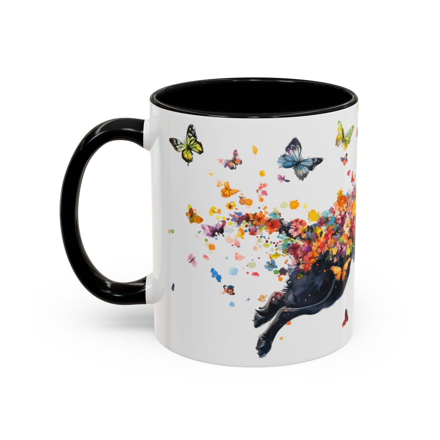 Black Labrador running personalized colourful Mugs, 11oz