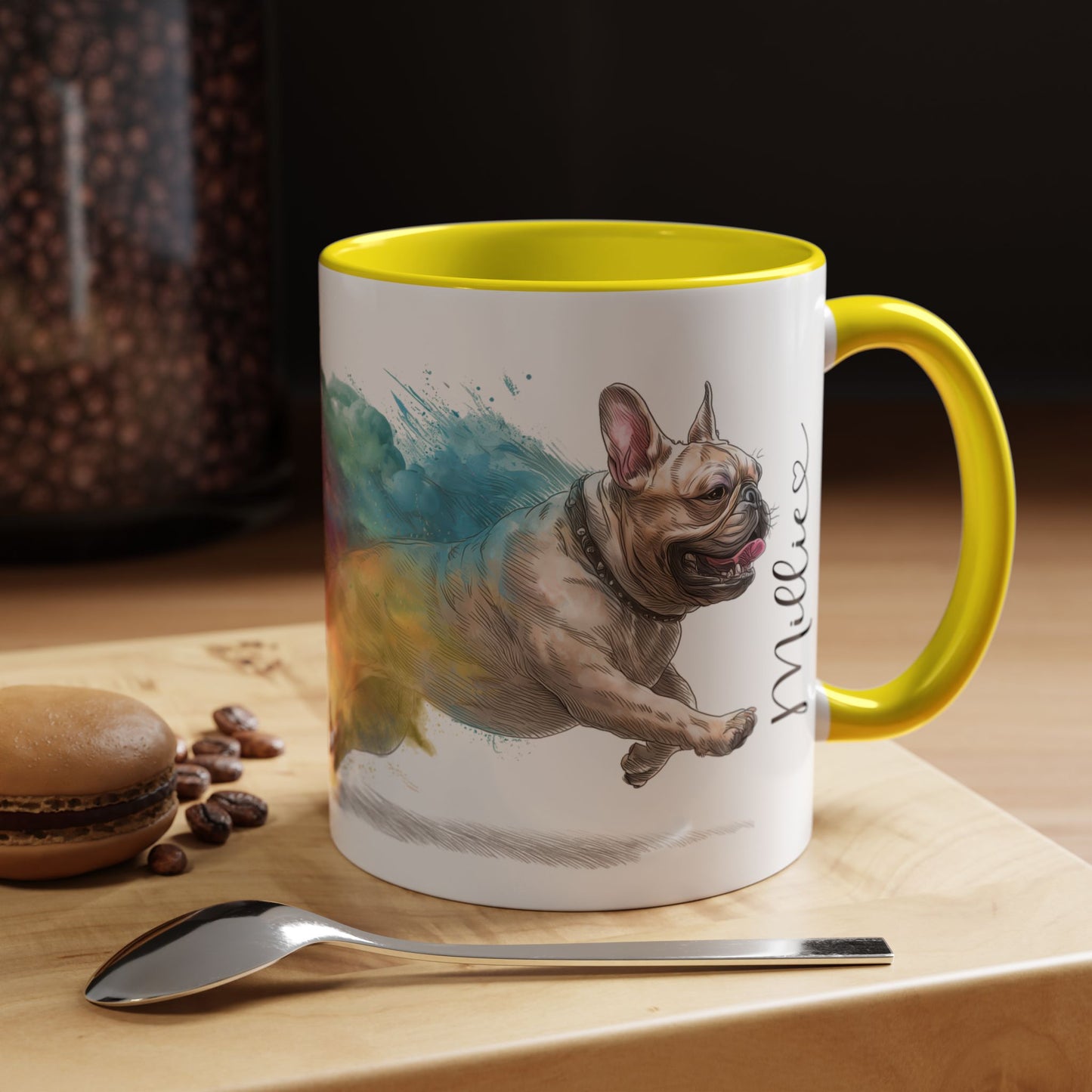 French Bulldog #1 Paint Colourful Personalised Accent Mugs, 11oz