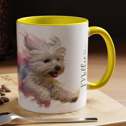 Maltese Paint Colourful Personalised Accent Mugs, 11oz