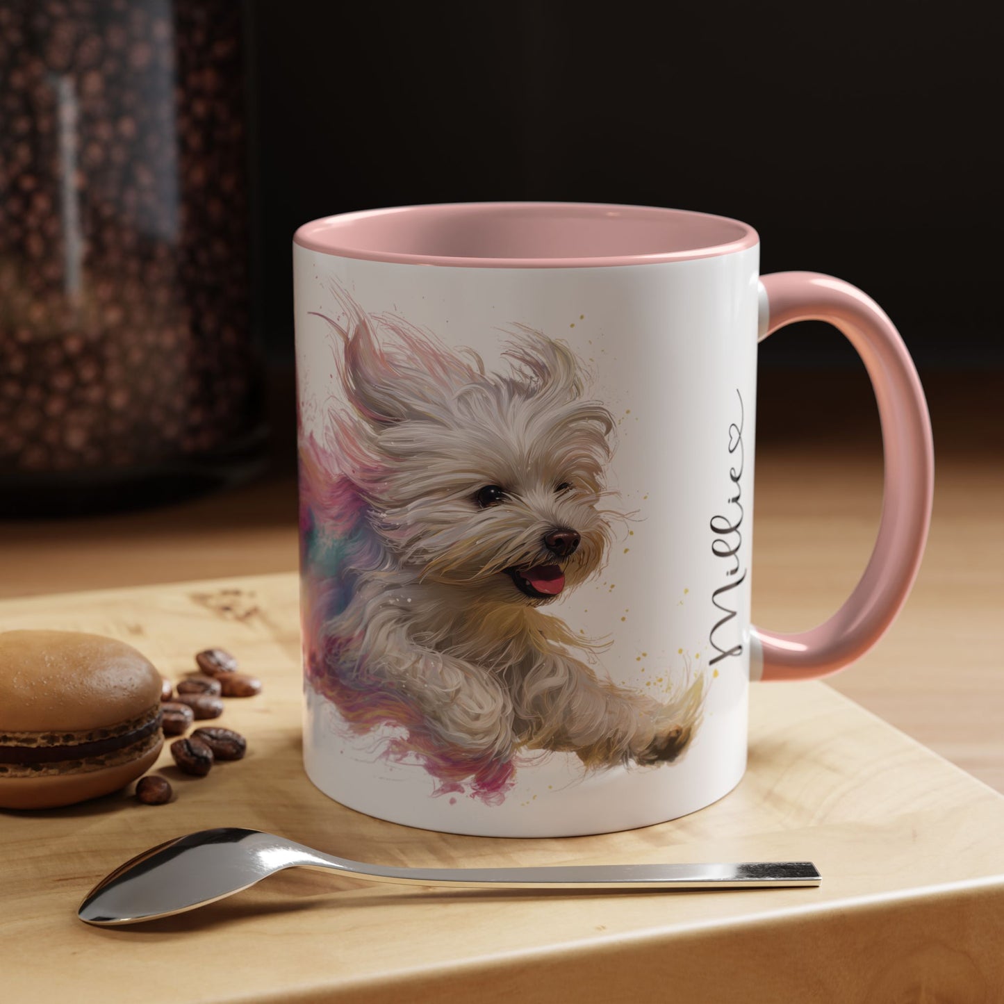 Maltese Paint Colourful Personalised Accent Mugs, 11oz