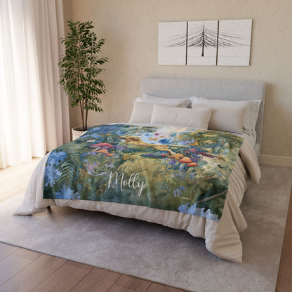Golden Retriever Mystical Forest Personalised Blanket