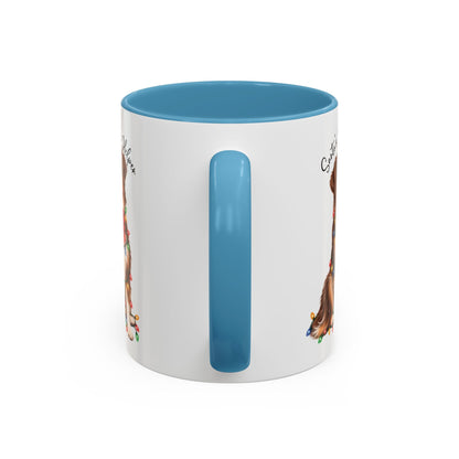 Australian Shepherd, Santa's little helper, personalised accent colour 11oz mug