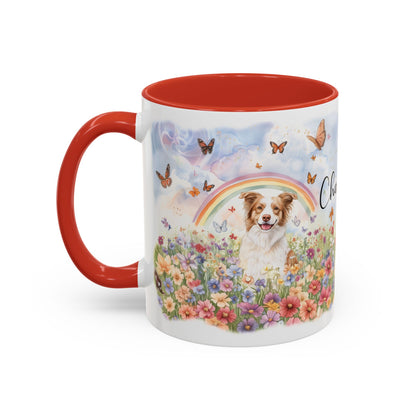 Border Collie, Red Merle Rainbow Personalized Accent Mugs, 11oz
