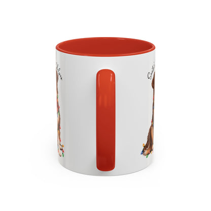 Australian Shepherd, Santa's little helper, personalised accent colour 11oz mug