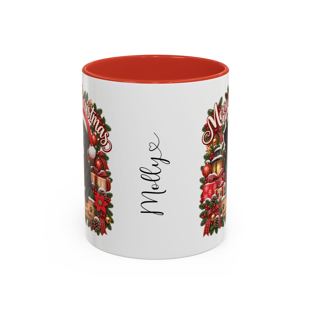 Labrador #4 Merry Christmas, personalised accent colour 11oz mug