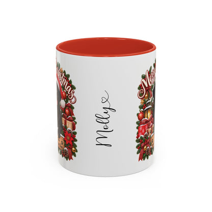 Labrador #4 Merry Christmas, personalised accent colour 11oz mug