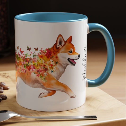 Shiba Inu Personalized Colorful Accent Mugs, 11oz