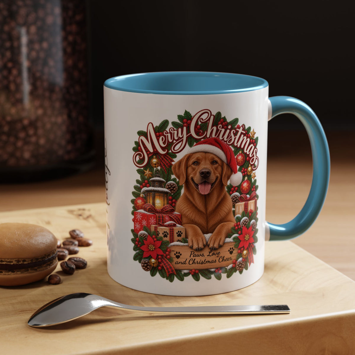 Labrador #4 Merry Christmas, personalised accent colour 11oz mug