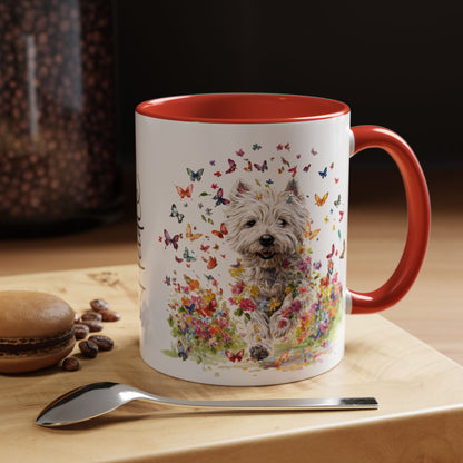 West Highland Terrier #2 Butterfly Personalized Accent Mugs, 11oz