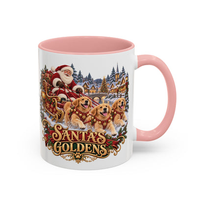 Santa's Goldens, personalised accent colour 11oz mug