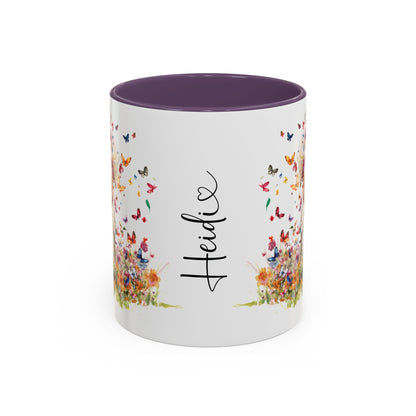 Poodle Butterfly Personalized Accent Mugs, 11oz