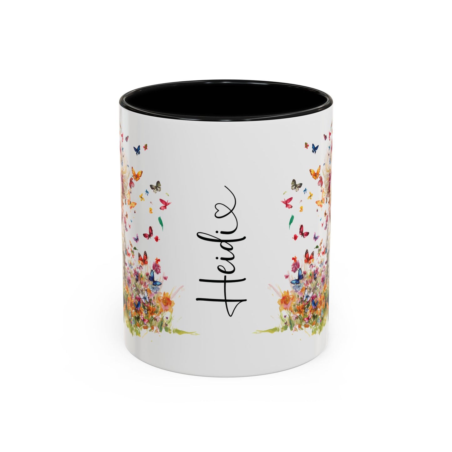Poodle Butterfly Personalized Accent Mugs, 11oz