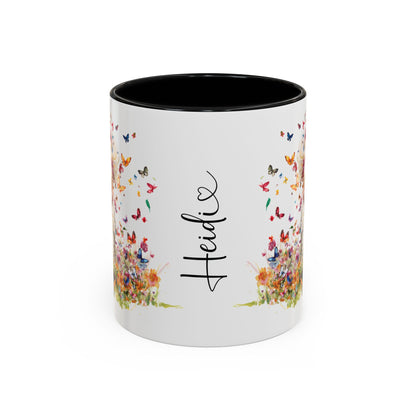 Poodle Butterfly Personalized Accent Mugs, 11oz
