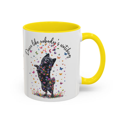 Schipperke "Dance like nobody's watching" personalized colourful Mugs, 11oz