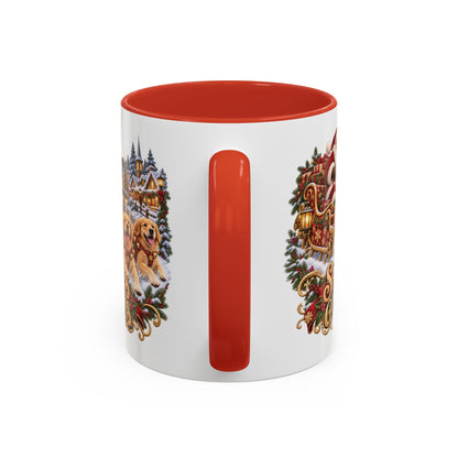 Santa's Goldens, personalised accent colour 11oz mug