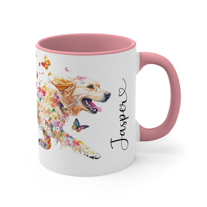 Golden Retriever running personalized colourful Mugs, 11oz