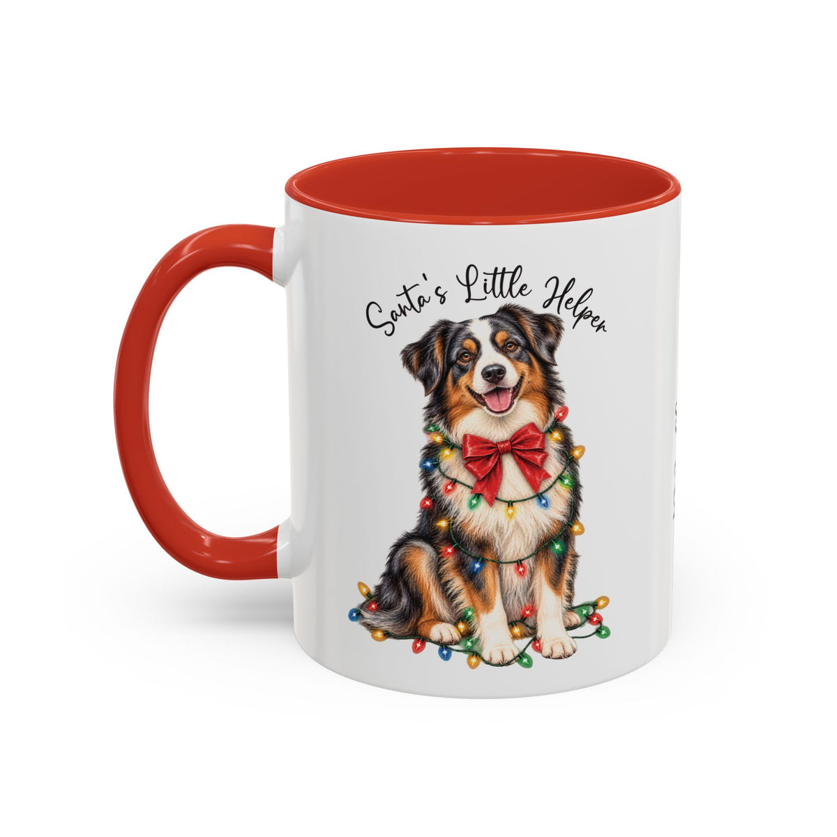 Australian Shepherd #4 Santa's little helper, personalised accent colour 11oz mug