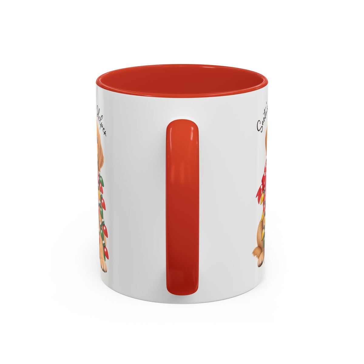 Golden Retriever, Santa's little helper, personalised accent colour 11oz mug