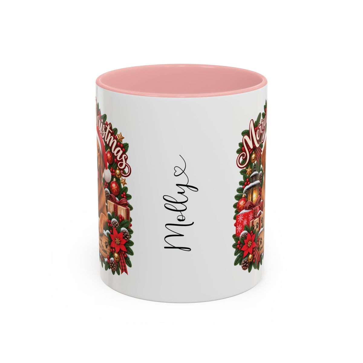 Labrador #4 Merry Christmas, personalised accent colour 11oz mug