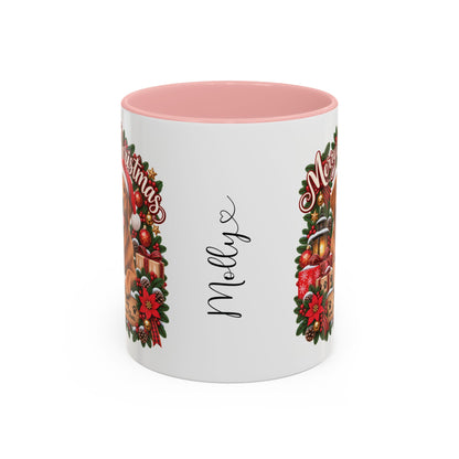 Labrador #4 Merry Christmas, personalised accent colour 11oz mug