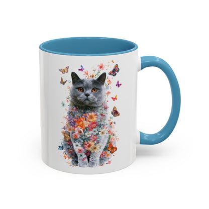 British Blue Cat #2 Personalized Accent Mugs, 11oz