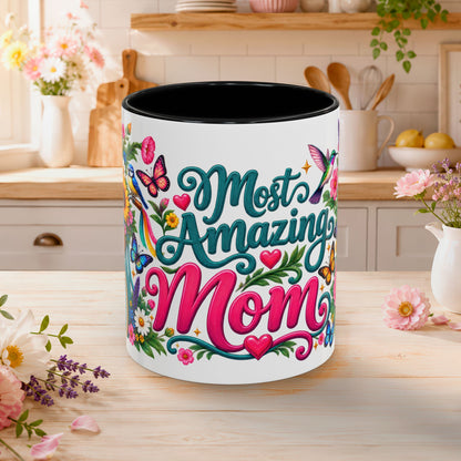 Most Amazing Mom, 11oz  accent mug (US spelling)