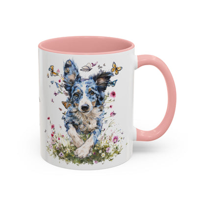 Border Collie #3 Personalized Accent Mugs, 11oz