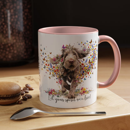 Spinone Italiano #2, Let your spirit run free, personalized colourful Mugs, 11oz
