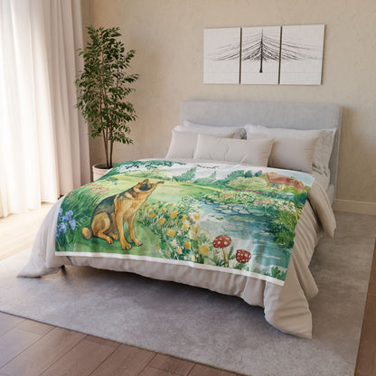 German Shepherd #2 Cottage Garden Personalised Blanket