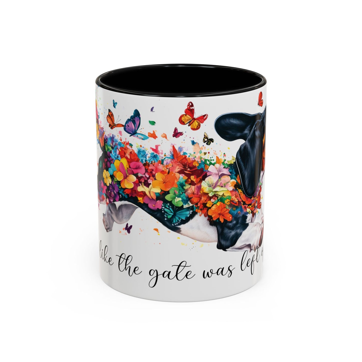 Basset Hound “Live like the gate was left open" Accent Mugs, 11oz