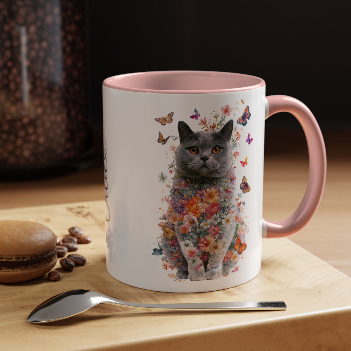 British Blue Cat #2 Personalized Accent Mugs, 11oz