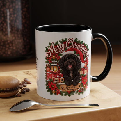 Cavapoo, Cavoodle, Cockapoo Merry Christmas, personalised accent colour 11oz mug
