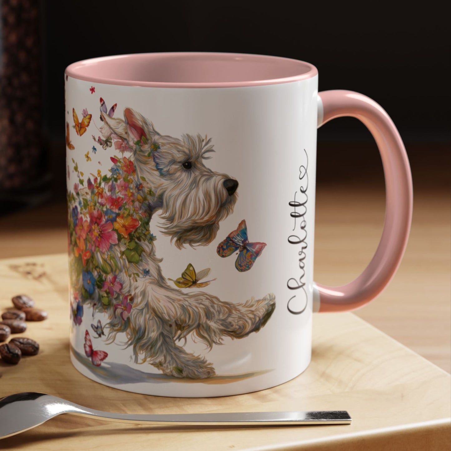 White Schnauzer Personalized Accent Mugs, 11oz