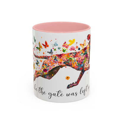 German Short Haired Pointer, Live like the gate was left open, Colorful Accent Mugs, 11oz