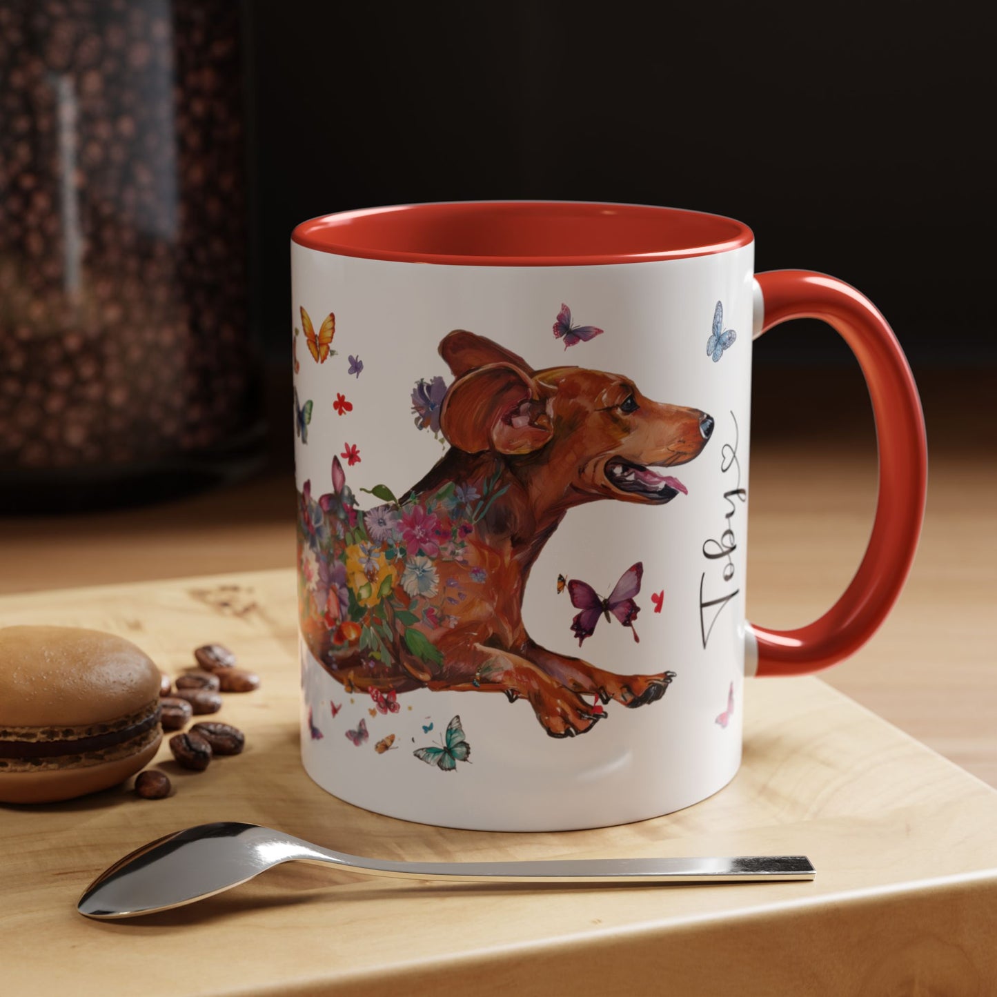 Dachshund #5 Personalized Accent Mugs, 11oz