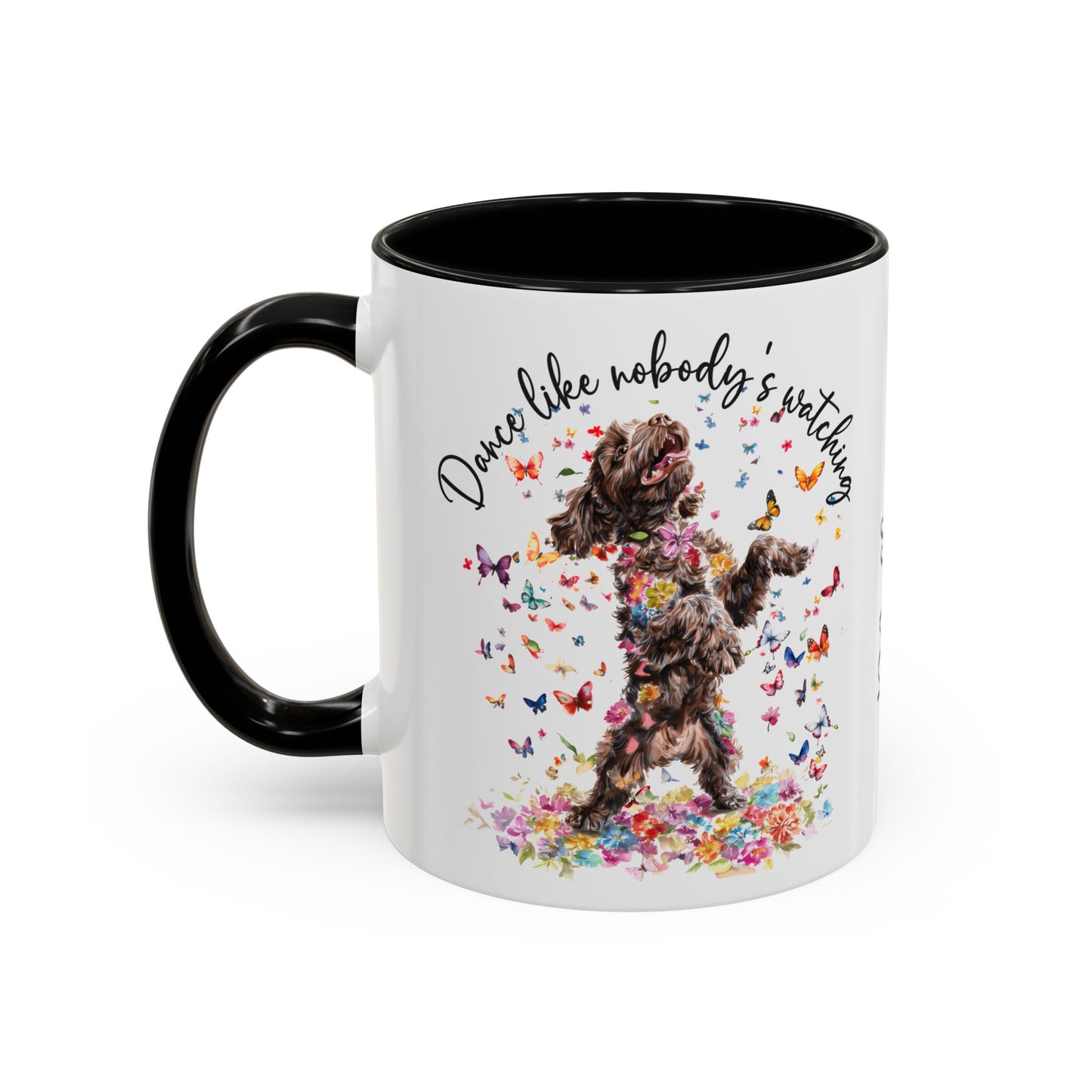 Cockapoo/Cavapoo "Dance like nobody's watching" personalized colourful Mugs, 11oz
