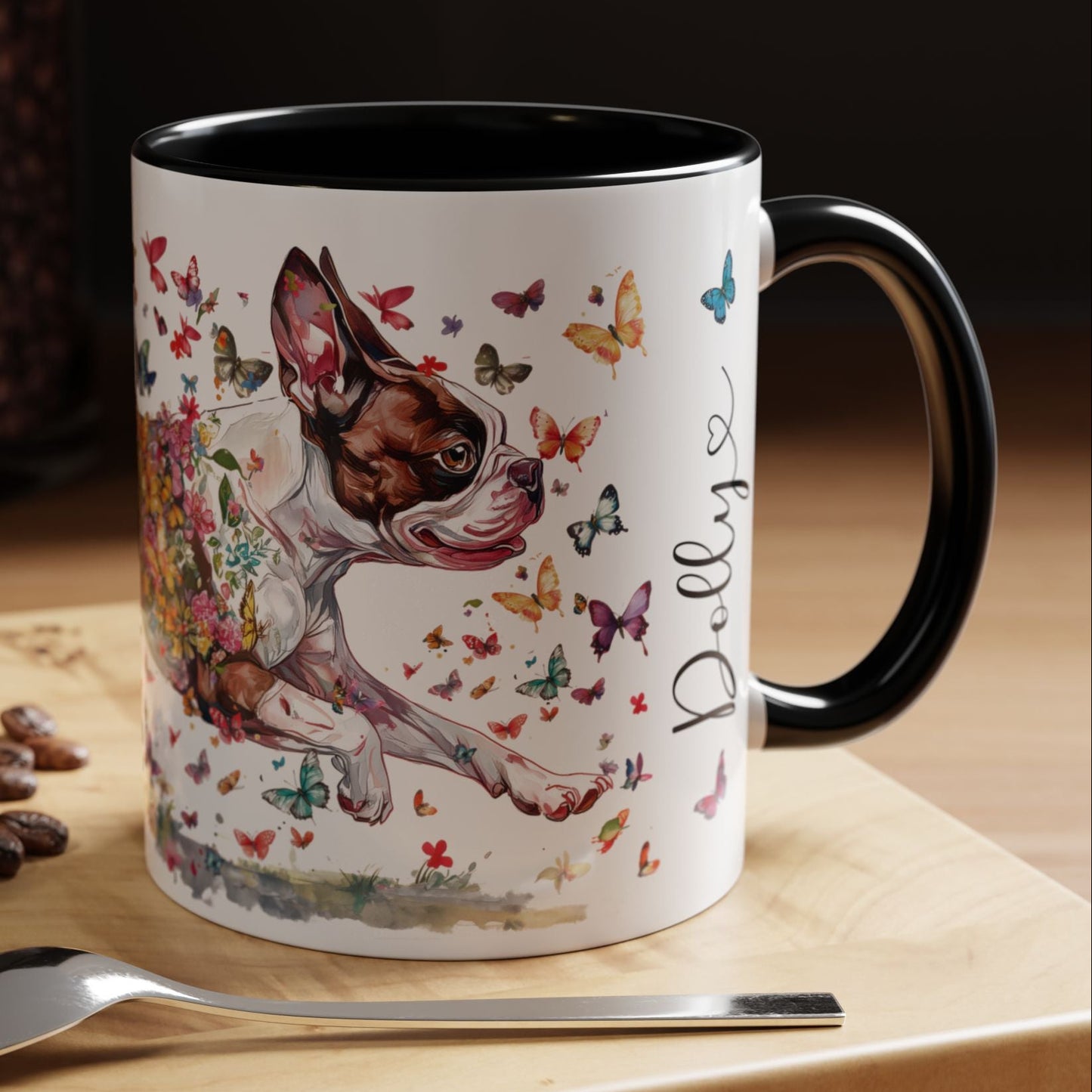 Boston Terrier #4, Personalized Accent Mugs, 11oz