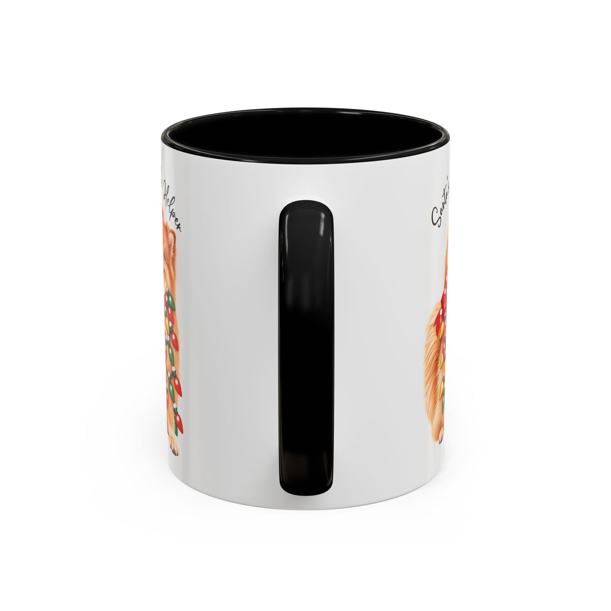 Pomeranian, Santa's little helper, personalised accent colour 11oz mug
