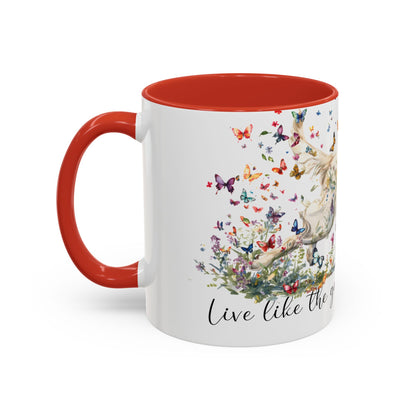 Cream Golden Retriever “Live like the gate was left open" Accent Mugs, 11oz