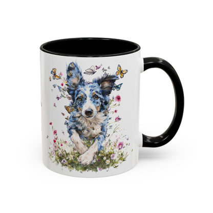 Border Collie #3 Personalized Accent Mugs, 11oz